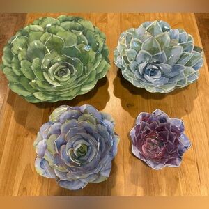 Rachel Ashwell Set of 4 Nesting Green Plum Succulents Melamine Serving Bowls